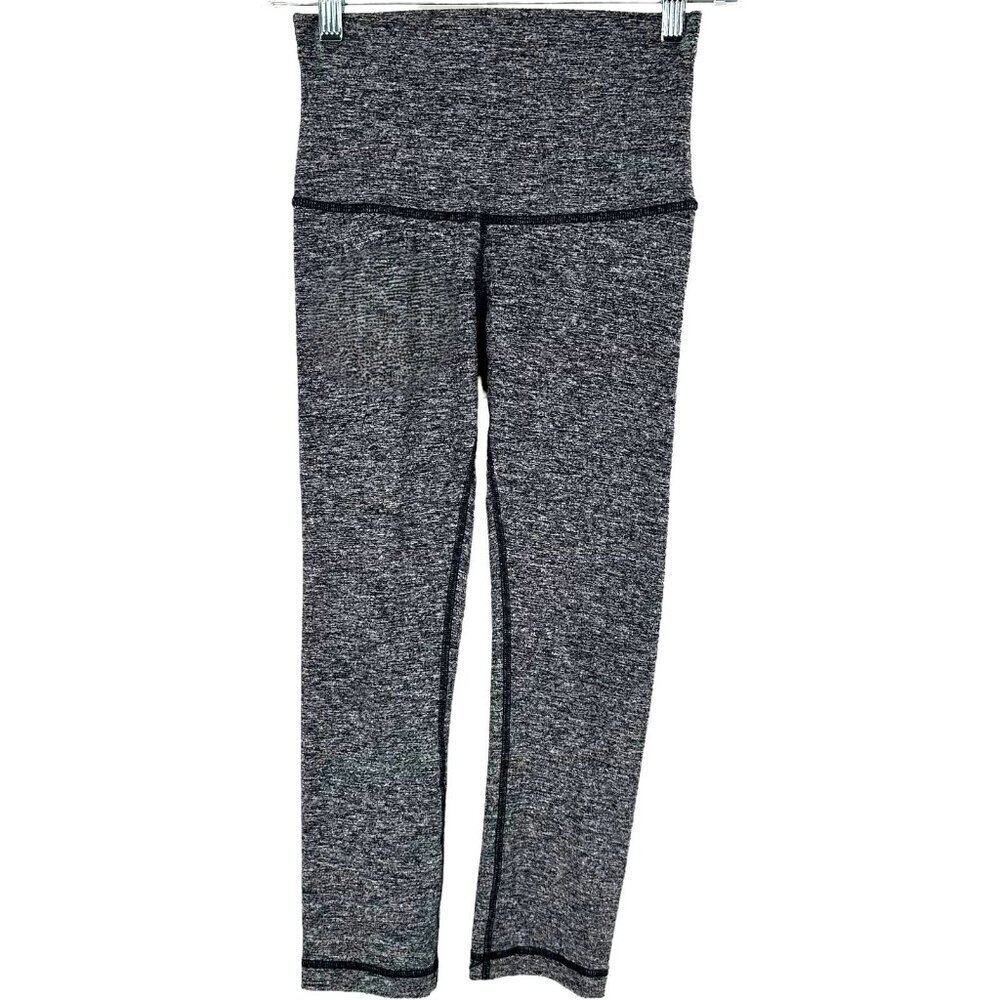 LuLuLemon Heathered Black and Gray Space Dye Cropped Leggings Size 4